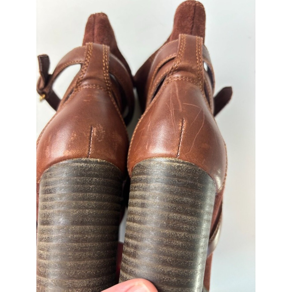 UGG Brown Suede Harness Ankle Boots Block Heel Size 8 - Picture 8 of 8